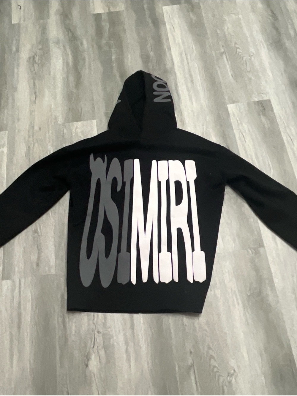 AMIRI Black Hoodie with White and Gray Graphic